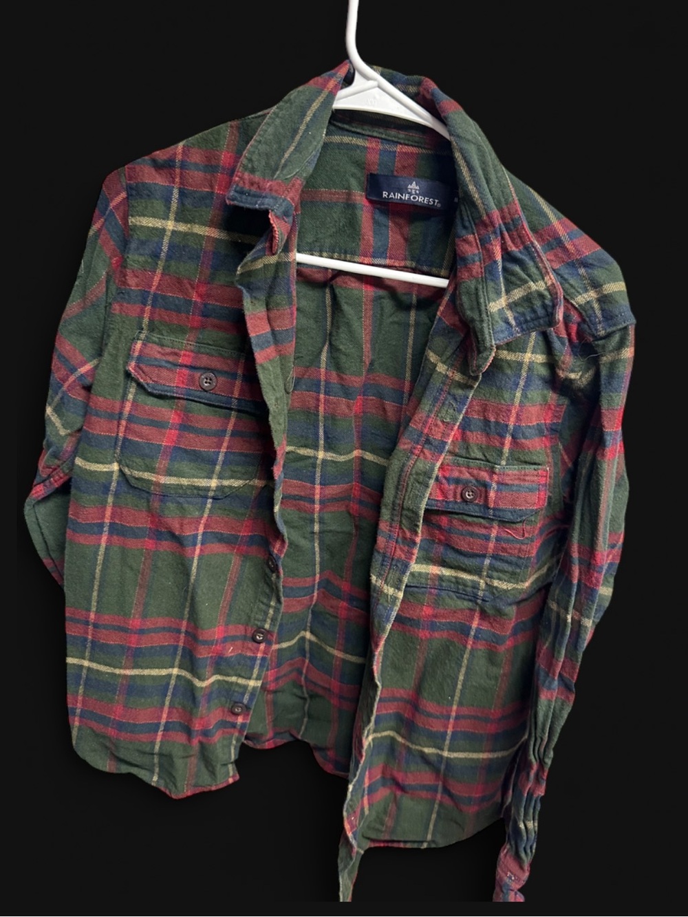 RAINFOREST Green Red Plaid Flannel Shirt